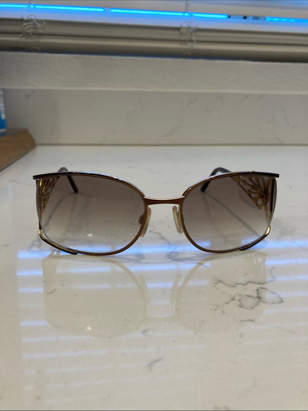 Cazal Brown Gradient Women's Sunglasses with Gold Accents